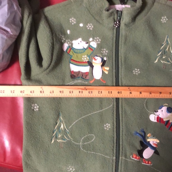Vintage Christmas zipper green sweater- size M - Picture 16 of 16